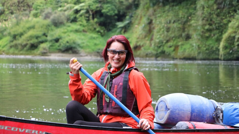 Enjoying a paddle on the Whanganui River