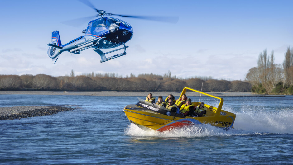 Helicopter and Jetboating. Experience one of New Zealand’s spectacular pristine rivers, The Waimakariri. A "must do" activity. combined with a Helicopter flight it will be an extra special thrill.