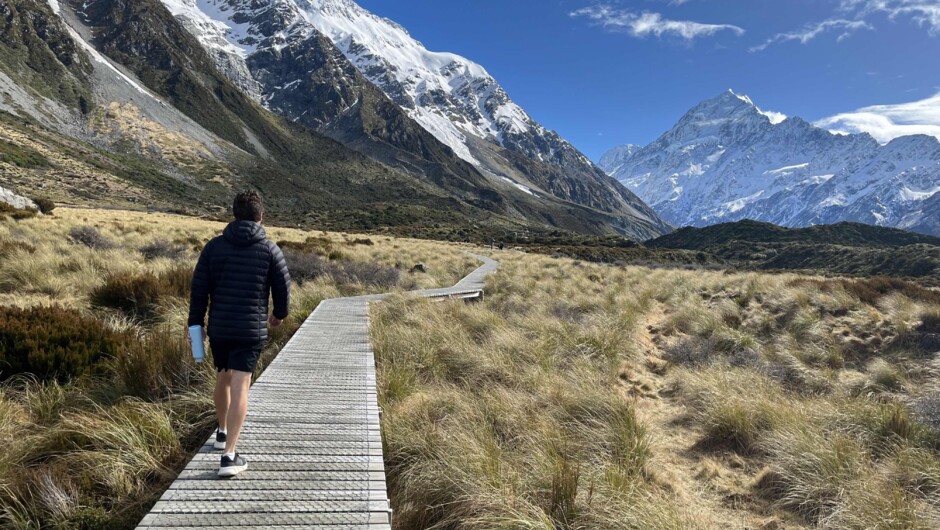 Walking on the Hooker Valley Track