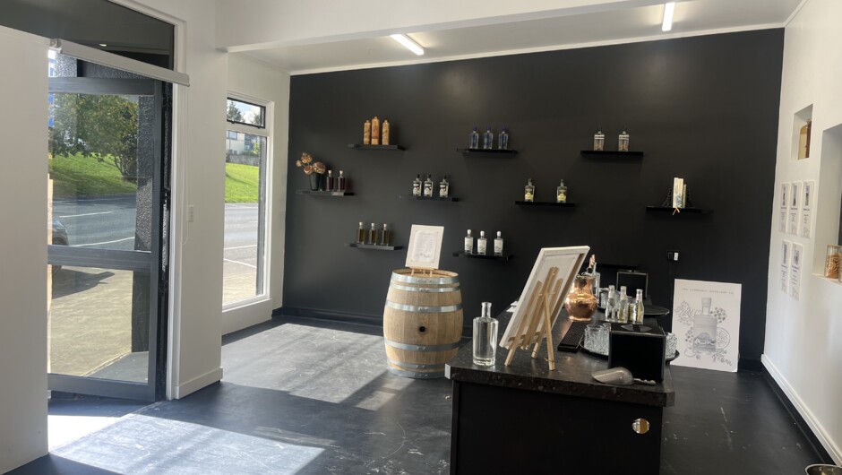 Our tasting room located at the front of our distillery at 92 Alpha Street, Cambridge.