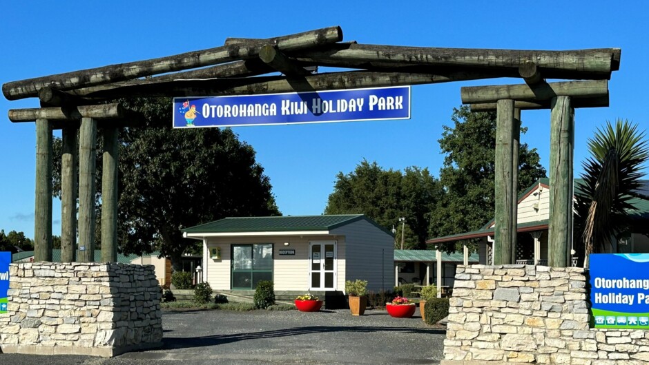 Otorohanga Kiwi Holiday Park entrance.
