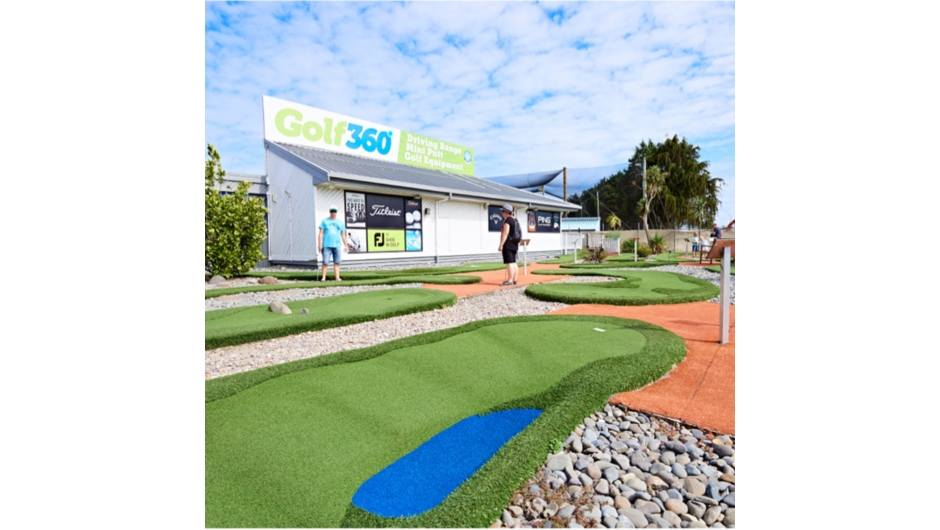 Mini golf fun at Golf 360 in Tauranga.