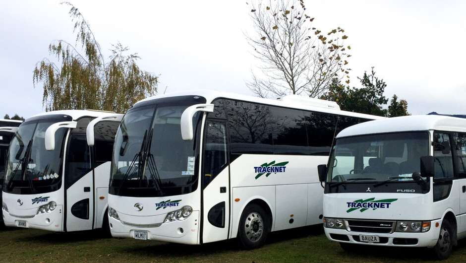Bus line up of fleet, Tracknet Transport