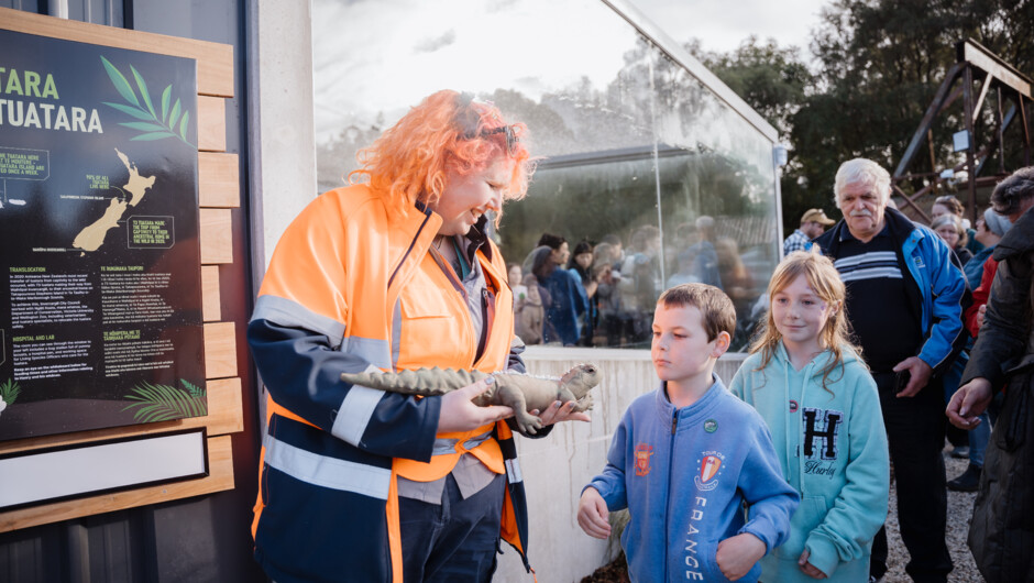 "I can't wait to see Henry again - he is like a real dinosaur"
Children looking at a replica of Henry the tuatara.