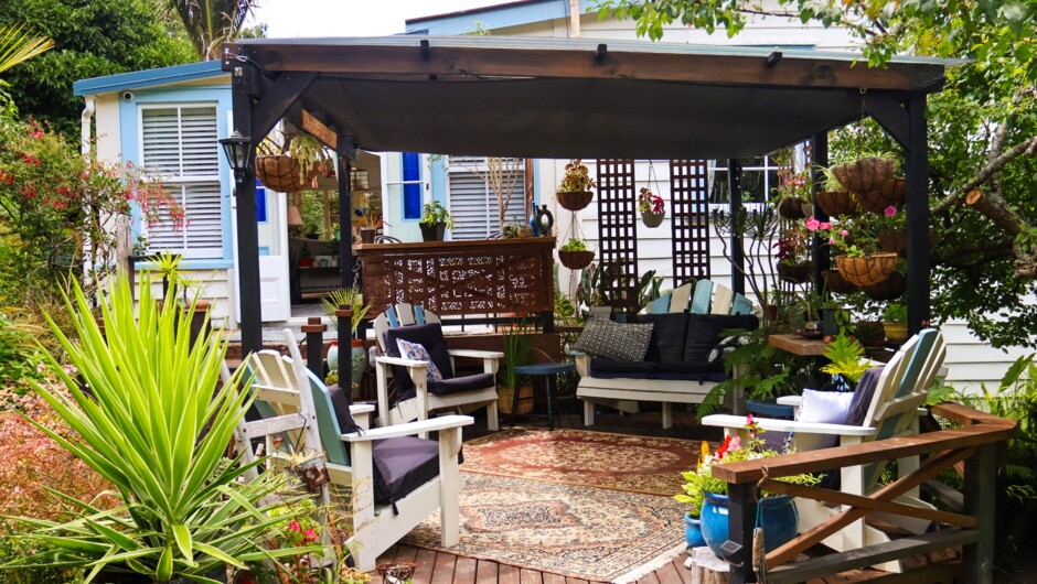 Outdoor deck and seating area
