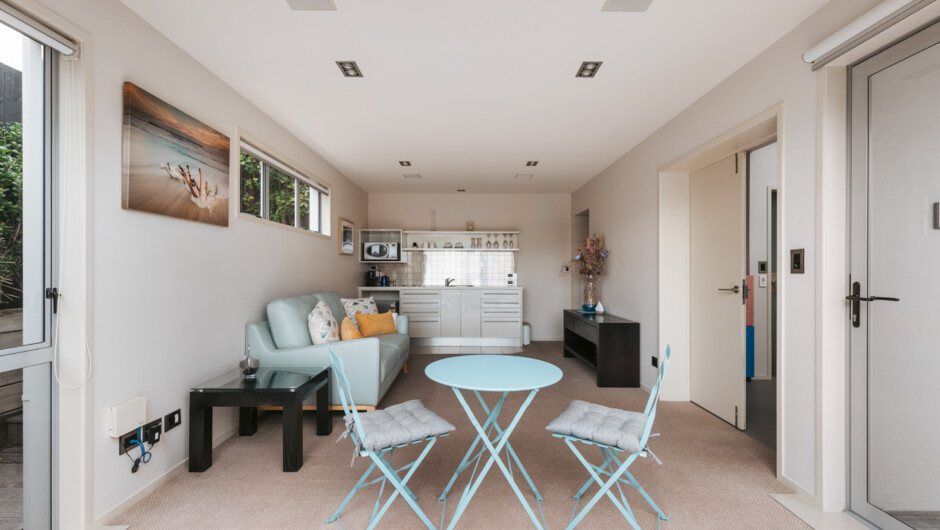 Downstairs kitchenette and living area