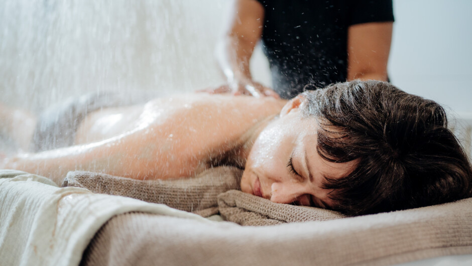 Aix (water jet therapies) at Polynesian Spa, performed on site since early 1900 for wellness and healing.