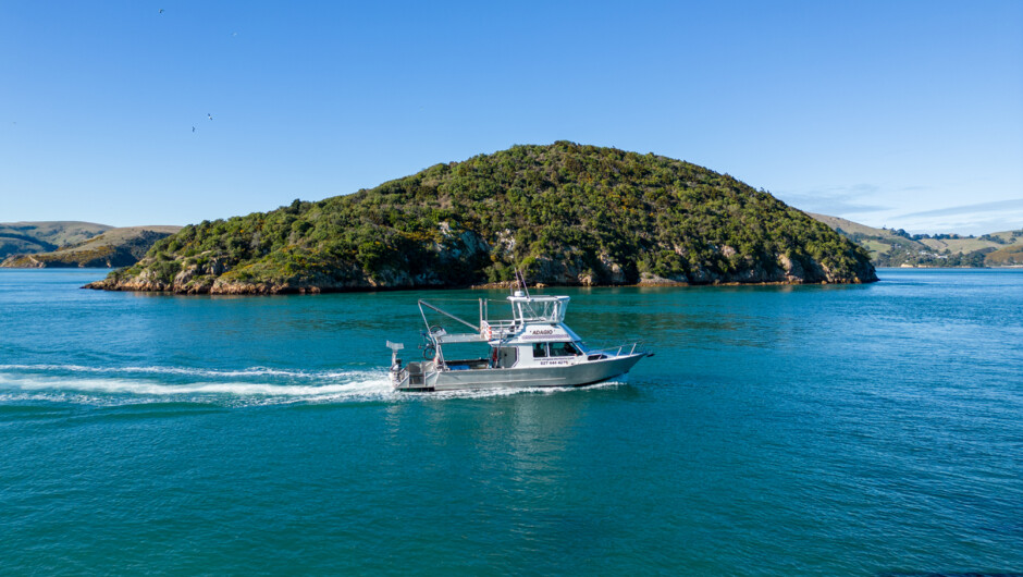 Our Bike Ferry "Adagio" passing the Halfway Islands