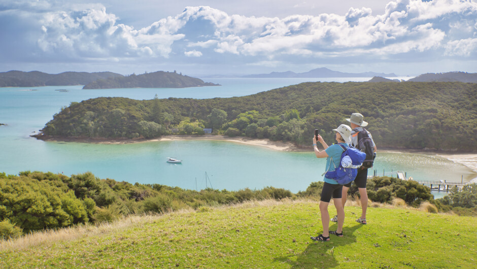 Couple at the look out above Otehei Bay on Urpukapuka Island