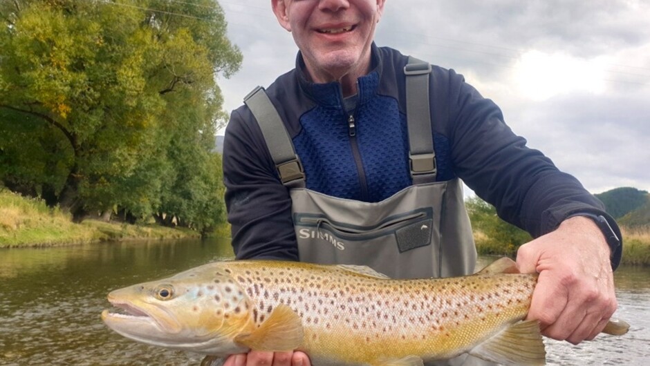 Mataura river brown trout caught fly fishing with the New Zealand Fly Fishing Company fly fishing guides out of Queenstown