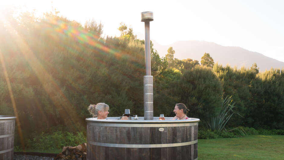 Relax and enjoy native birdsong in our wood-fired hot tubs