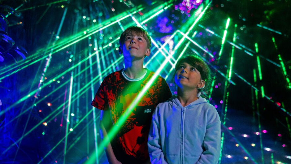 Tamariki (children) in the laser light track