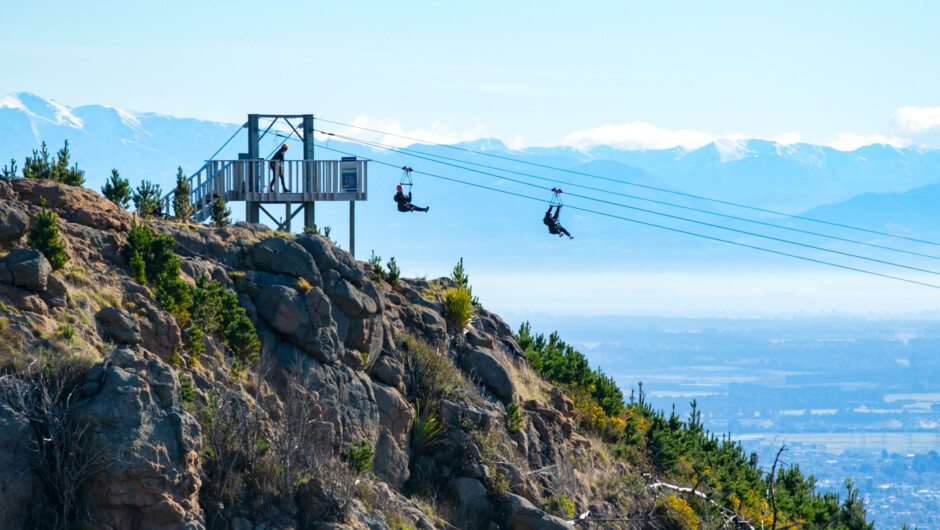 Ziplining at Christchurch Adventure Park