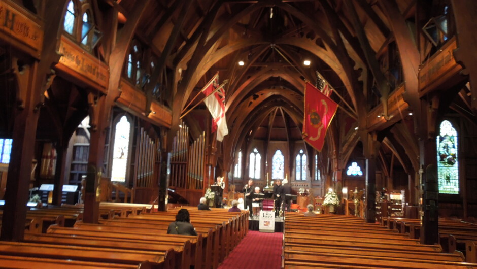 Interior Old St Pauls  - a timber Gothic cathedral