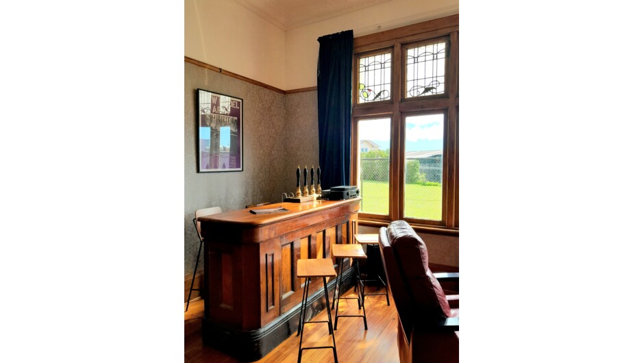 Mahogany bar in dining room