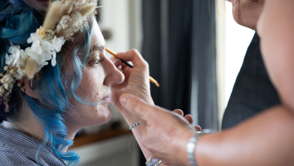 Wedding hair &amp; makeup - at Hidden Valley Farm.