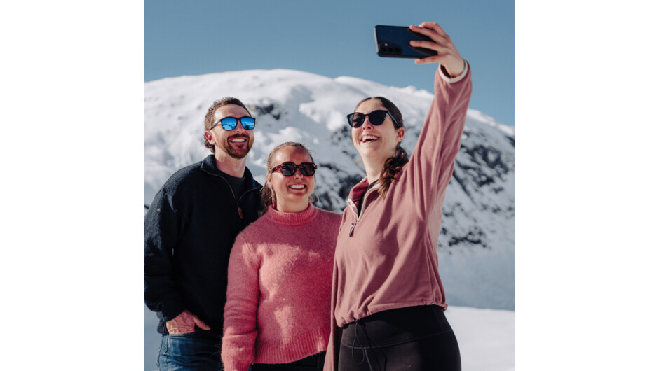 Take selfies from a glacier