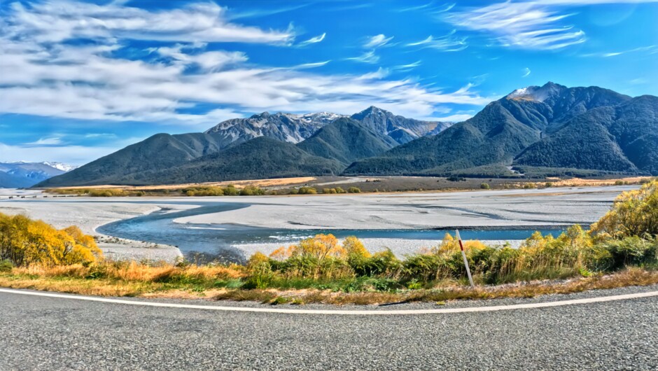 Driving through Arthur's Pass National Park