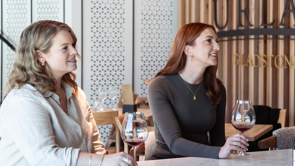 Good conversation and great wine in a calm indoor setting.