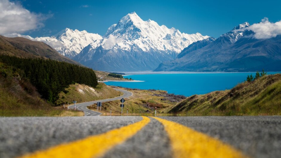 On the way to Aoraki Mount Cook National Park