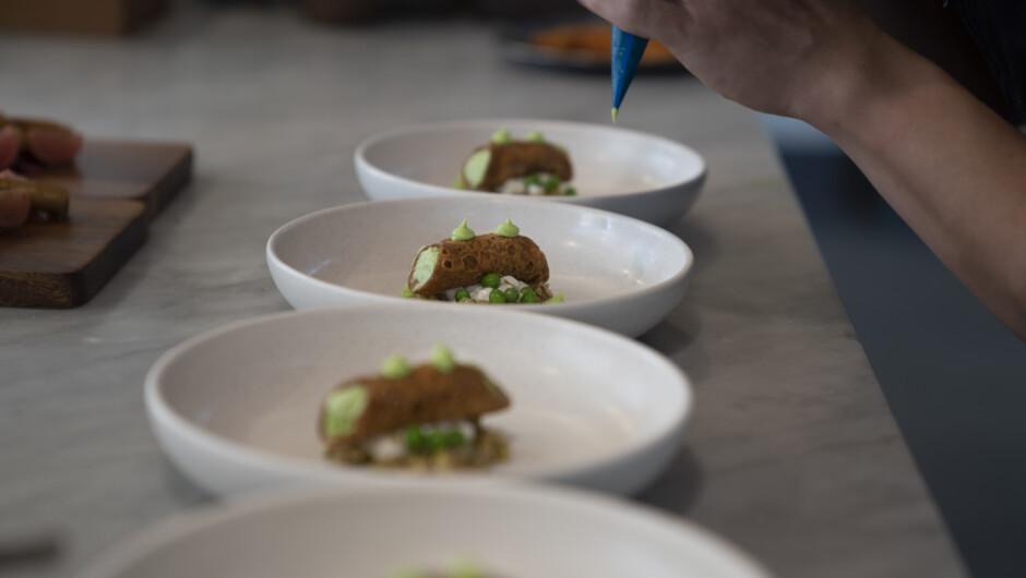 The talented team in the kitchen create a 4 course degustation-style tasting menu each day.
