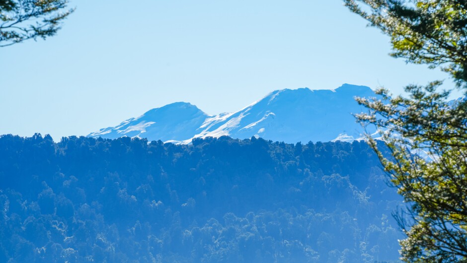 Winter views of the Southern Tongariro National Park and the slopes of MT Ruapehu.  As soon from the decks at Two Rivers Ohakune.