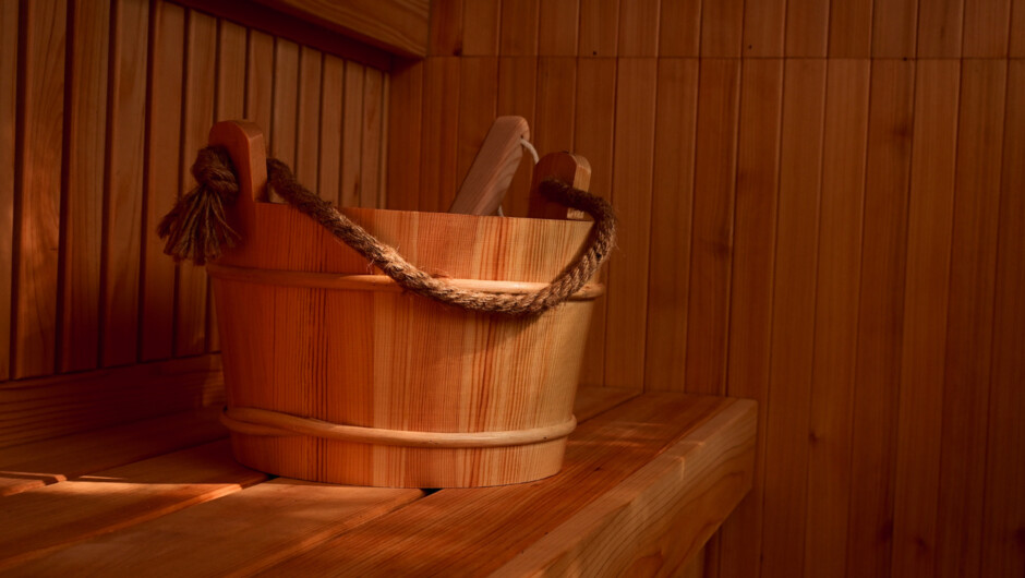 You will receive a bucket of water to control the level of steam in your sauna