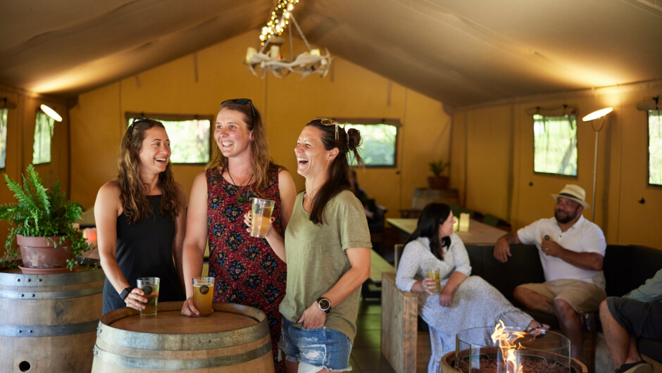 After your sauna, grab a drink or some street food from our BaseCamp bar and kitchen