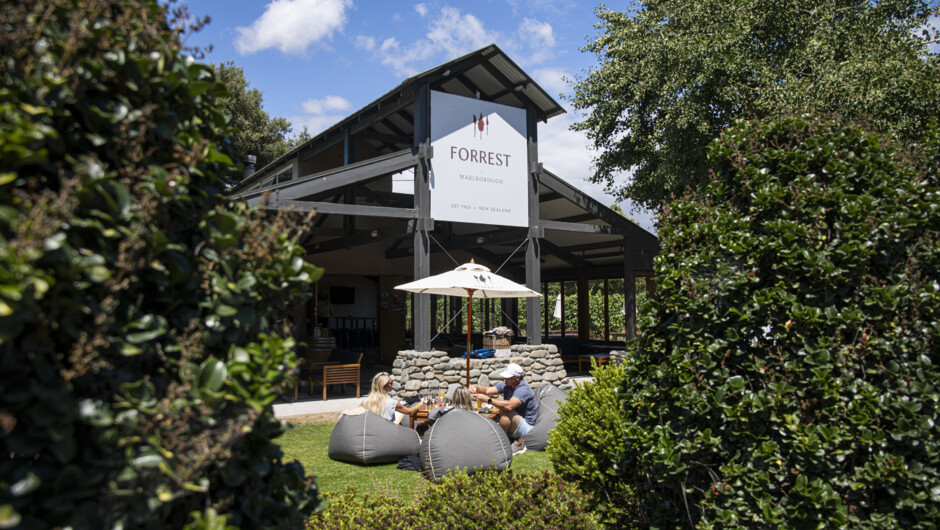 A relaxed and welcoming cellar door set within park-like grounds.