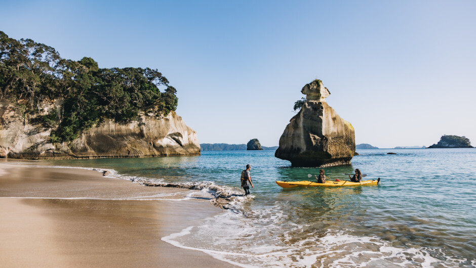 Landing at Cathedral Cove