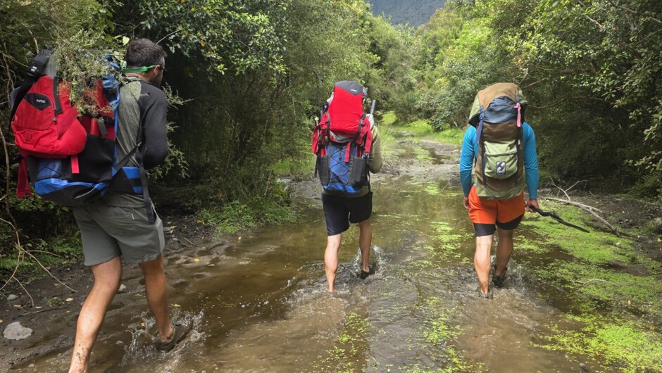 The hike-in can be wet and muddy