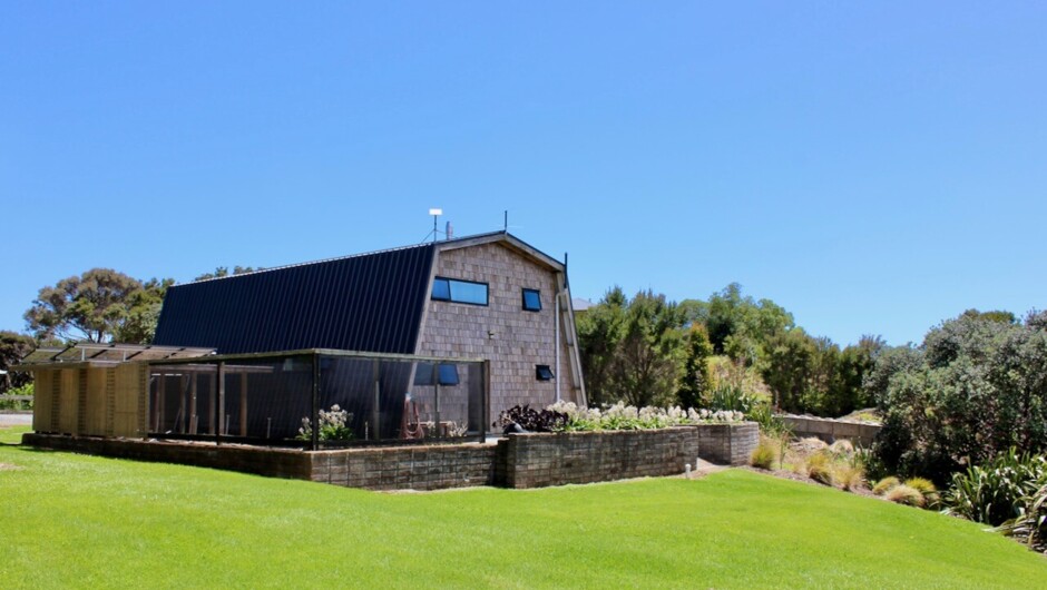 Barn from the lawn, pictured in spring