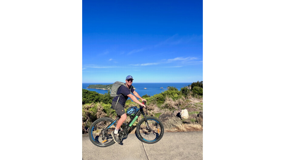 Hahei on an E bike, what a great idea