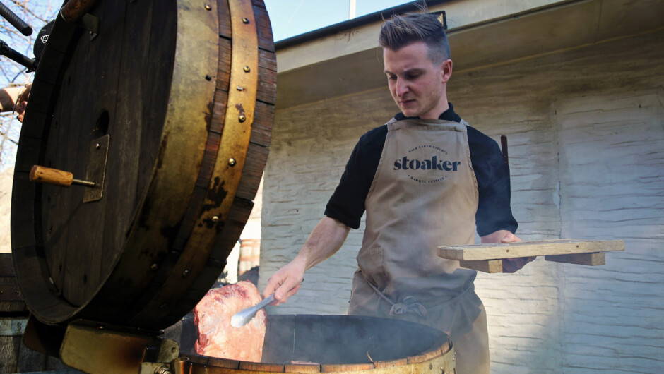 Enjoy a succulent meal cooked in retired Pinot barrels