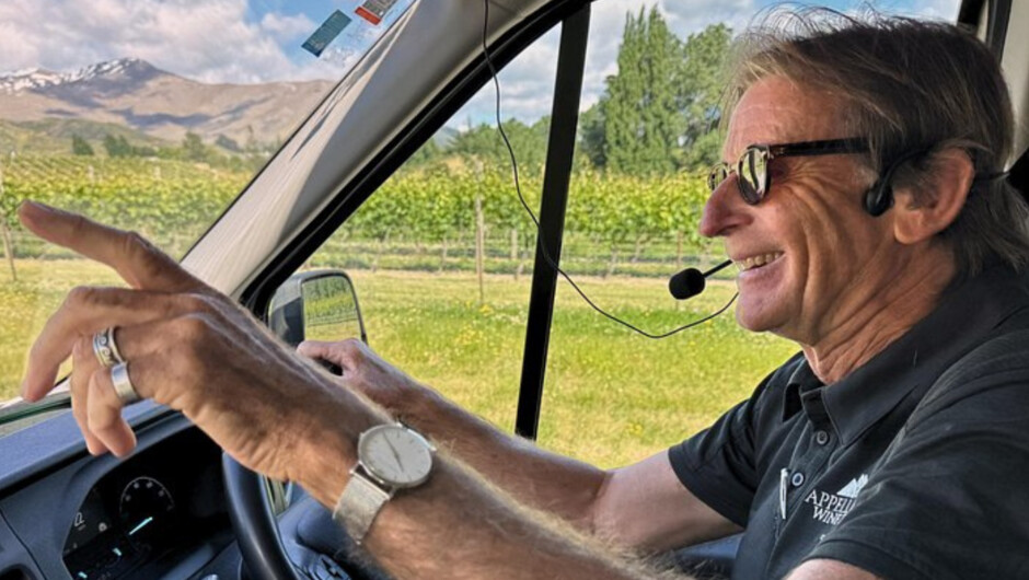 Guide points out the sites within the Gibbston Valley Region.