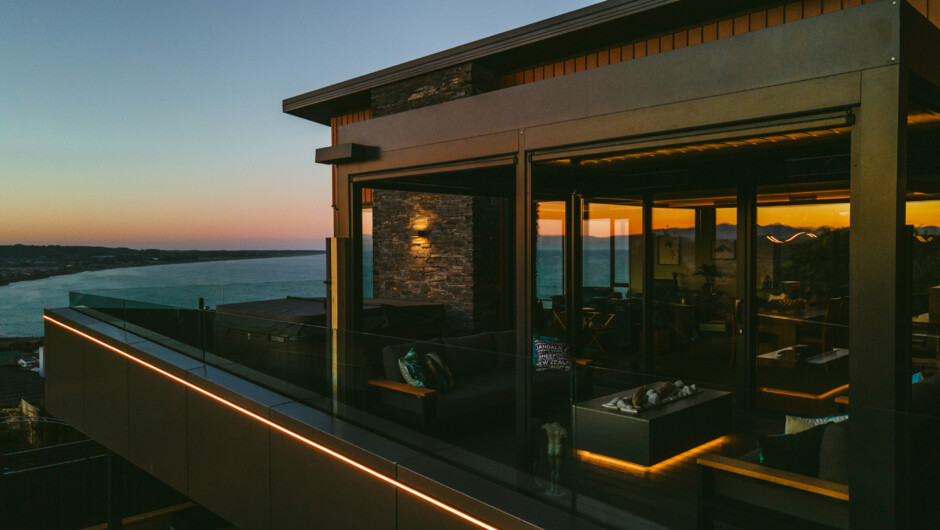 Evening view of Tirohanga Nui Lodge West Deck