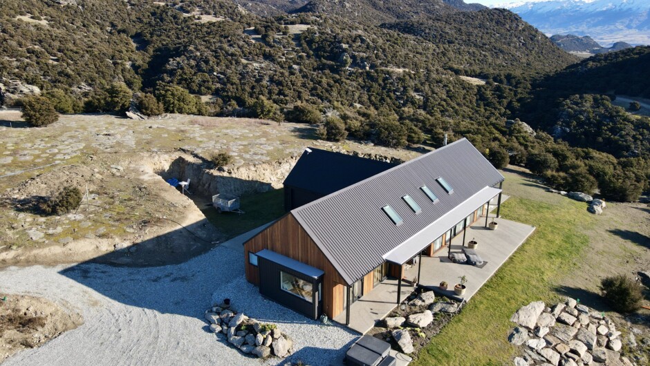 Aerial view of the house and surrounds