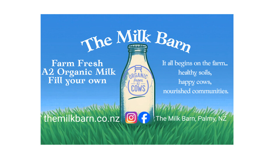 The Milk Barn, Palmerston North opening in 2026 - fill your own 1 Litre bottles with farm fresh A2 organic milk.