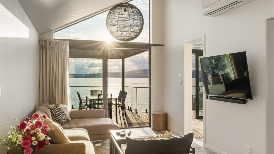 Living space with Lake Taupō views