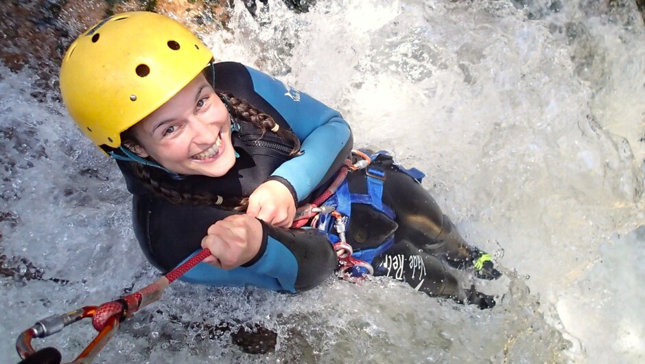 Being lowered into Torrent River in the Abel Tasman National Park