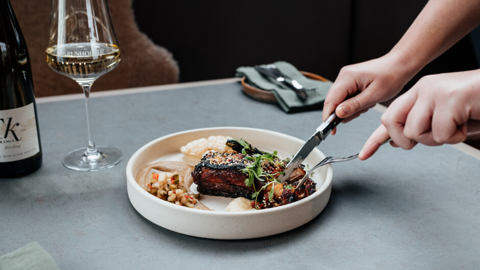 Our menu perfectly complements our Martinborough wines and gin