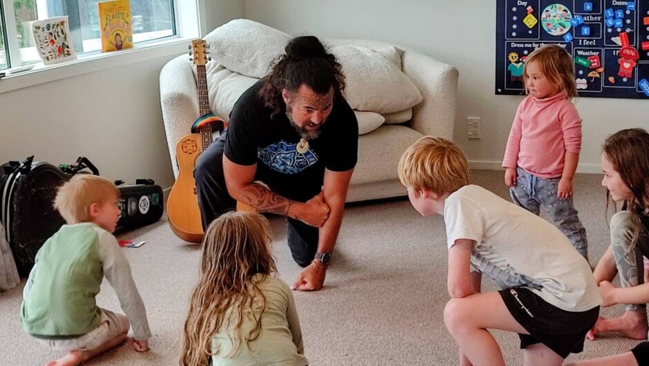 Learning haka from Matiu te Huki.