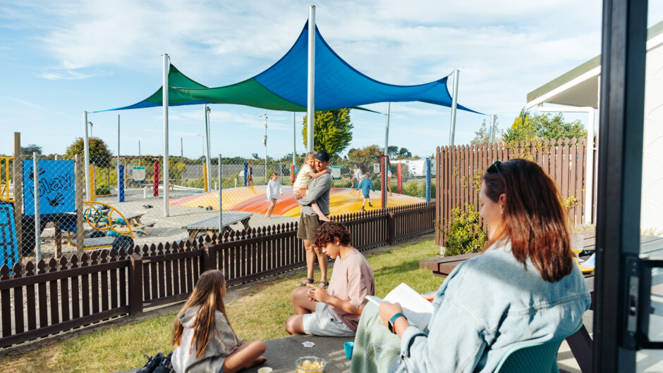Family holiday at one of the two-bedroom Classic Motels overlooking the playground