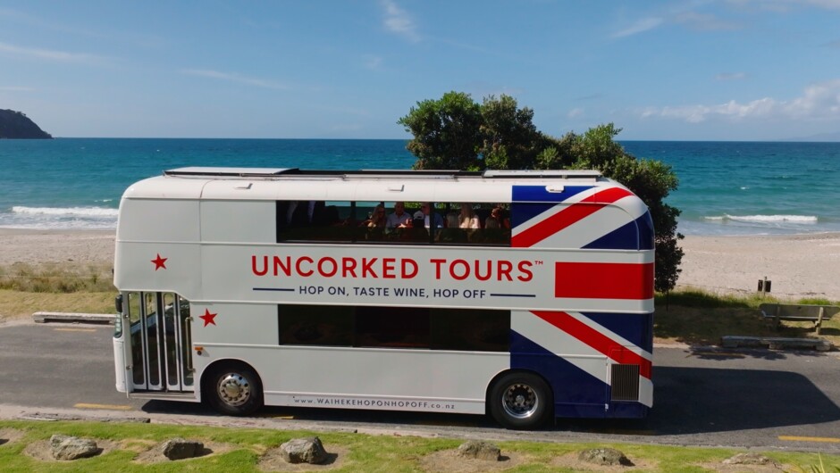 Uncorked Antique Double-decker in Onetangi beach