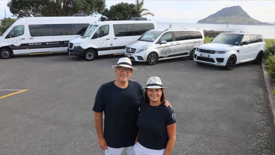 Graeme &amp; Leona Smith with vehicle fleet