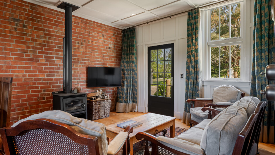 Lounge with wood fire