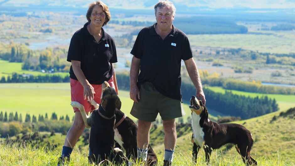Maria &amp; Terry with the working dog team. (May, Ziggy and Rose)