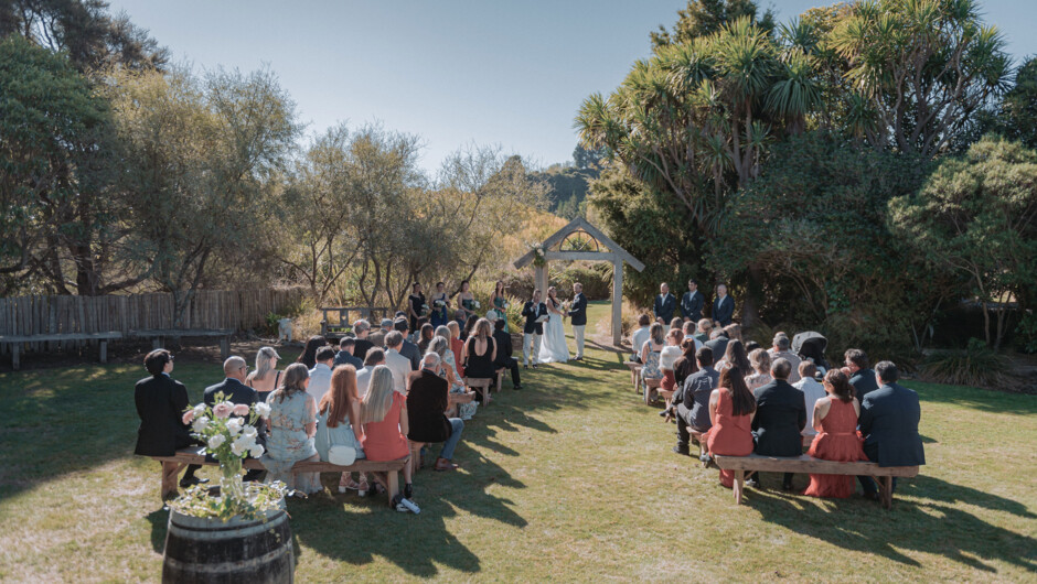 Ceremony area at Makoura Lodge wedding venue