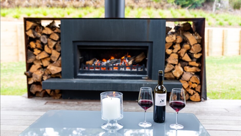Back deck and fireplace