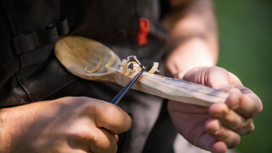 Douglas Horrell carving a spoon